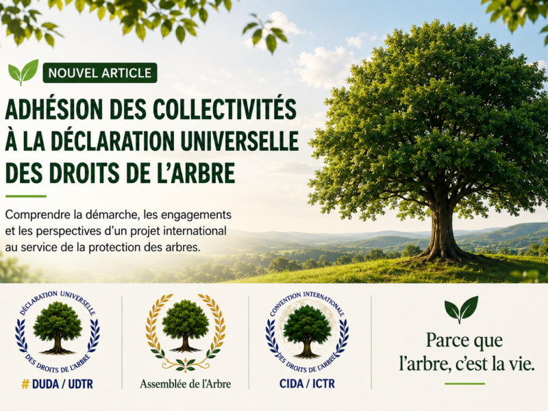 Illustration présentant l'adhésion des collectivités territoriales à la Déclaration universelle des droits de l'Arbre.